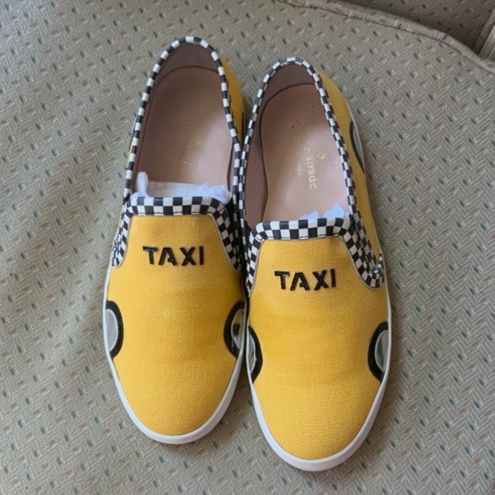 Kate Spade Slip On Yellow Canvas Taxi Sneakers Size 7.5